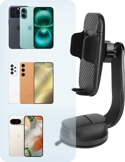 Suport Auto pentru Smartphone Linq Cleme Reglabile Ventuză Montare Negru