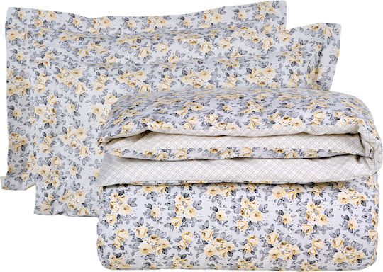 Das Home Happy 9650 Σετ Σεντόνια Υπέρδιπλα 240x260εκ. Grey, Ivory (4τμχ)