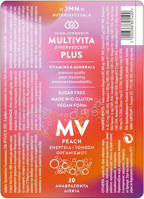 JMN Multivita Plus Vitamin für Energie, Unterstützung des Immunsystems, die Haare & die Nägel Pfirsich 20 Registerkarten