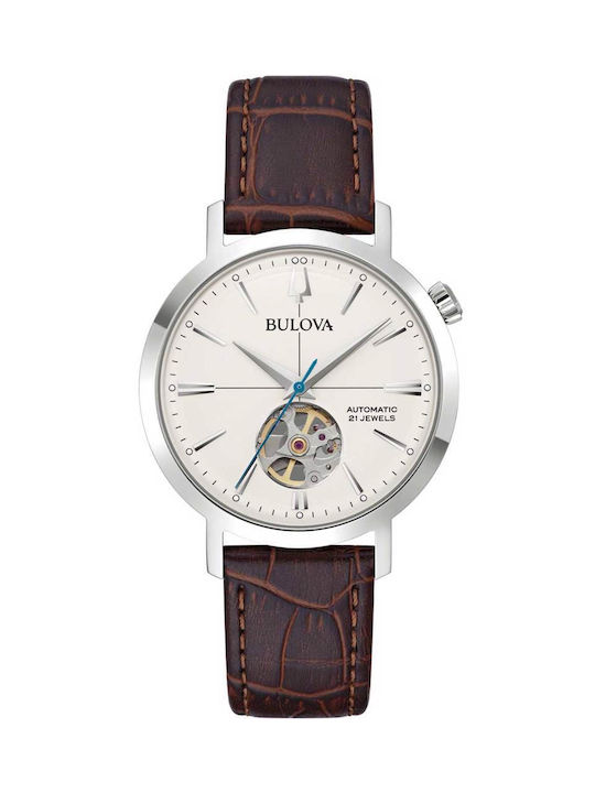 Bulova Watch Battery with Brown Leather Strap 96A318