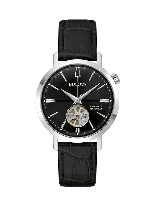 Bulova Watch Battery with Black Leather Strap 96A317