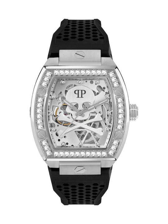 Philipp Plein Skeleton Uhr Batterie mit Kautschukarmband Philipp Plein Skeleton Uhr Batterie mit Kautschukarmband