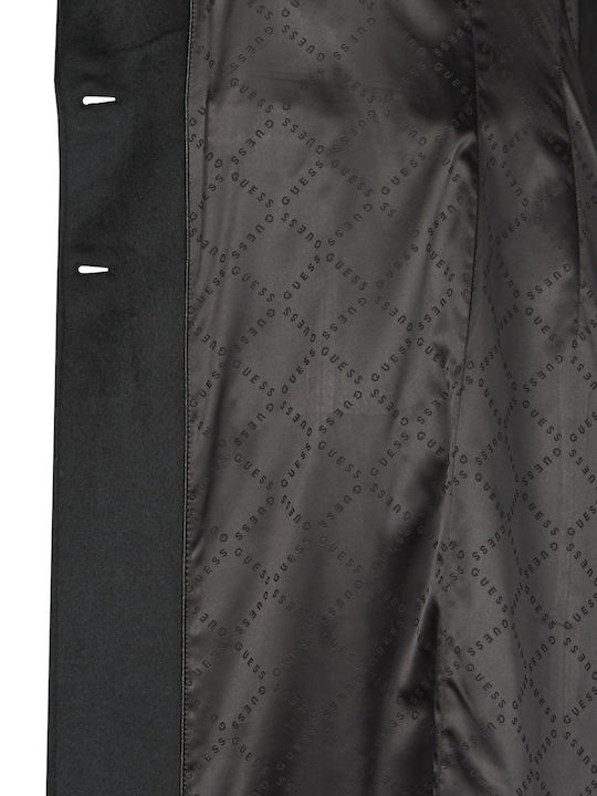 Women's Black Coat with Fur Details