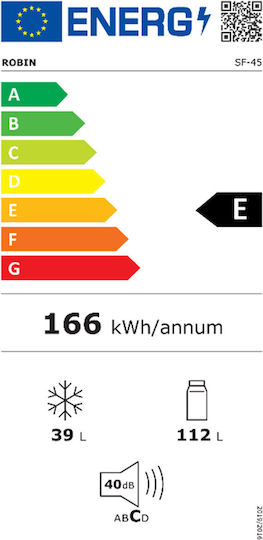Robin Ψυγείο Δίπορτο 151lt Υ123xΠ50xΒ58εκ. Λευκό SF-45