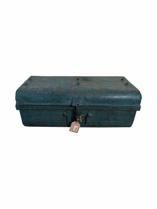 Decorative Trunk Alexandra House Living Blue Iron Craft Style 33 X 25 X 66 Cm