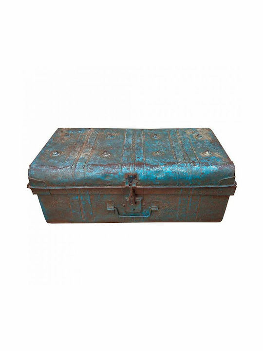 Decorative Trunk Alexandra House Living Blue Iron Craft Style 35 X 24 X 61 Cm