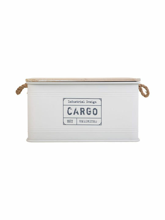 Alexandra House Living Cargo-Truhen Weiß Hanf Metall Tannenholz 38 x 60 x 33 cm