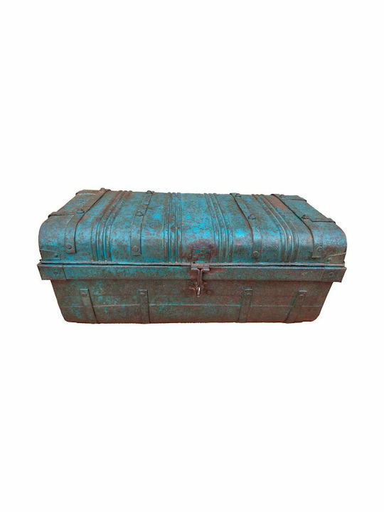 Decorative Trunk Alexandra House Living Blue Iron Craft Style 36 X 19 X 66 Cm