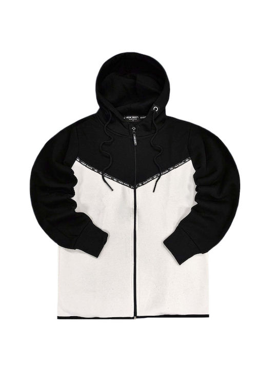 New Wave Men's Sweatshirt Jacket with Hood Black and White