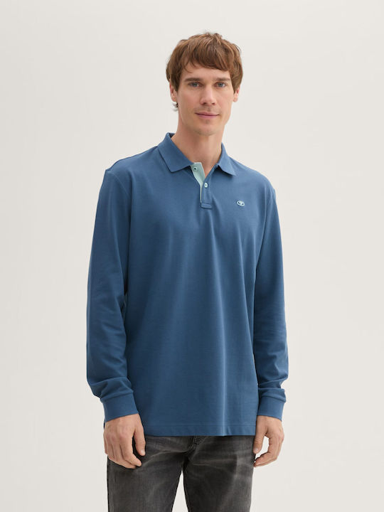 Tom Tailor Men's Long Sleeve Blouse Polo Raf Blue