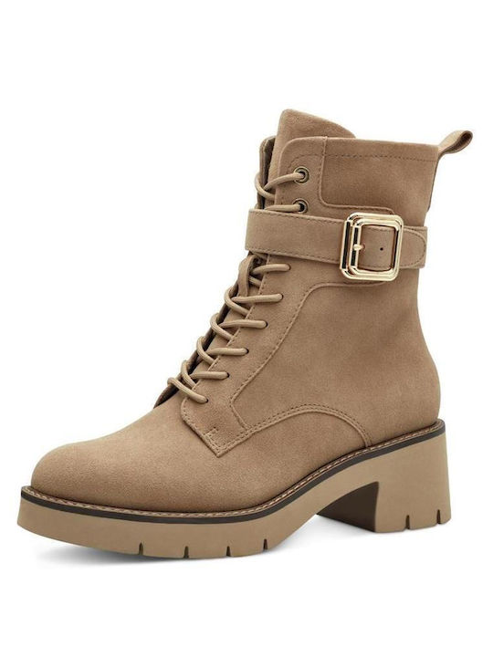 Tamaris Leder Damen Knöchelstiefel Beige