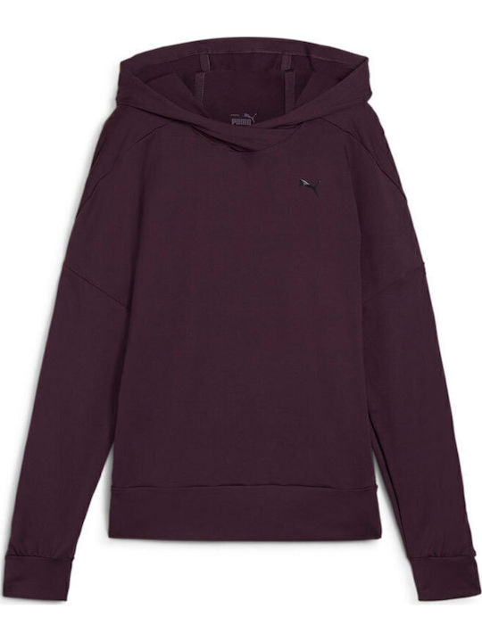 Long Women's Sweatshirt Hooded Midnight Plum