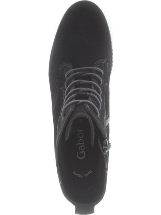 Ghete dama de piele cu Platformă negru