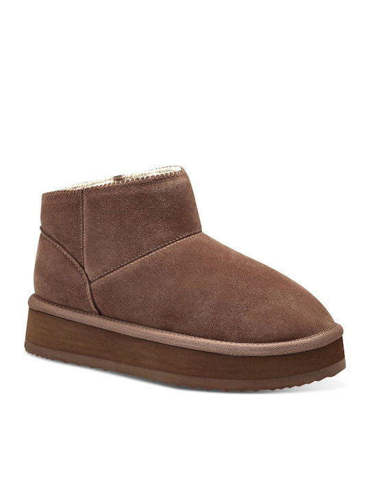 Suede Women's Ankle Boots Brown