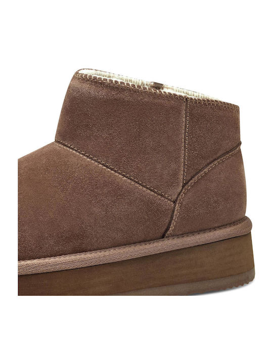 Suede Women's Ankle Boots Brown