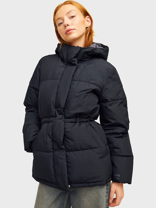 Women's Short Puffer Jacket for Winter Black
