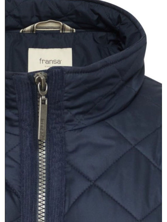 Μακρύ Γυναικείο Puffer Μπουφάν για Χειμώνα Navy Blue
