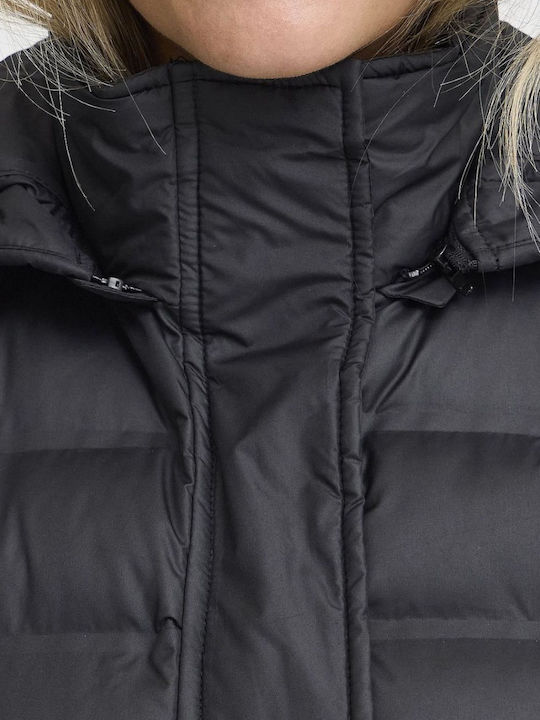 Women's Short Lifestyle Jacket for Winter with Hood Black