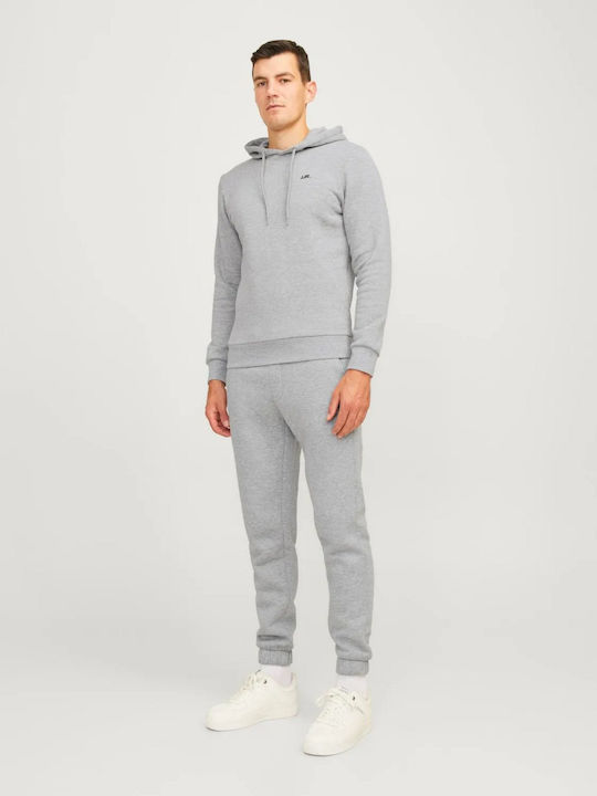 Jack & Jones Logo Sweat Hanorac cu Glugă Gri deschis Melange Melange