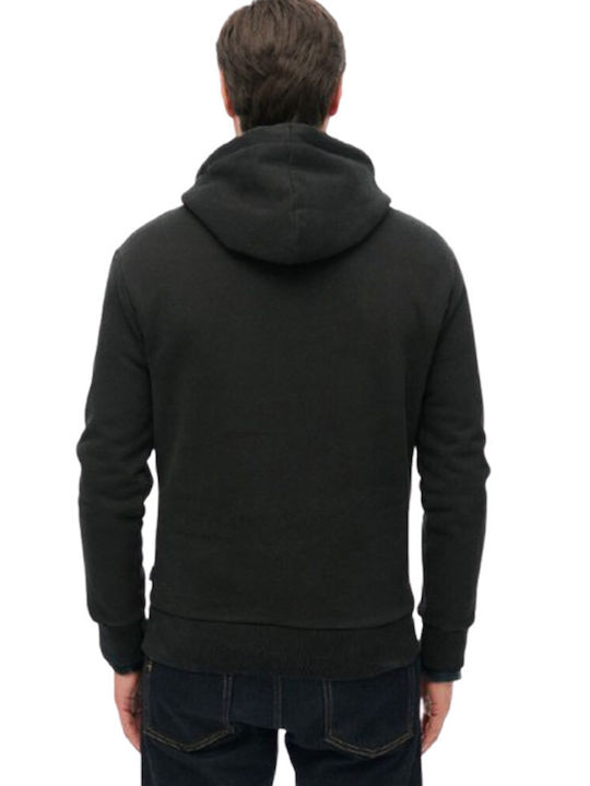 Superdry D2 Ovin Embossed Vl Graphic Men's Sweatshirt with Hood Jet Black