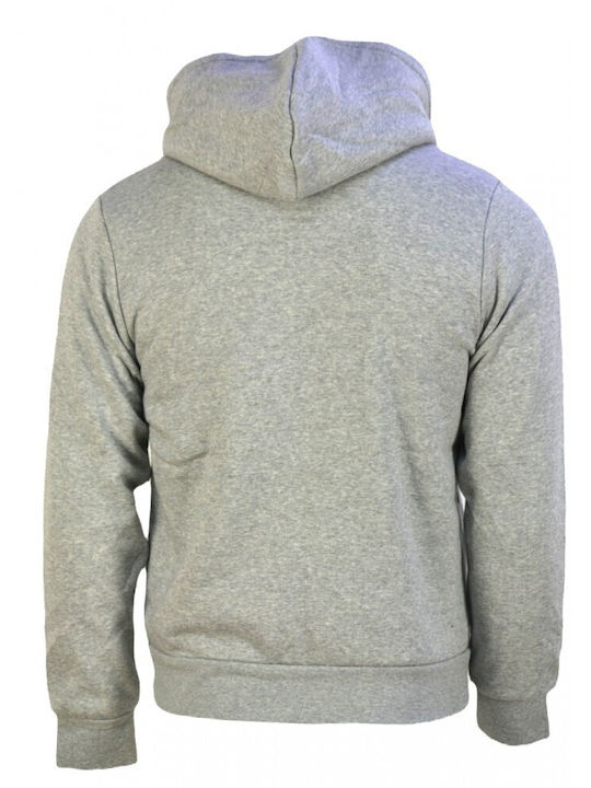 Jack & Jones Teddy Sweat Jachetă cu fermoar pentru bărbați cu glugă și buzunare Cool Grey