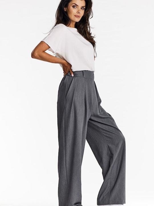 Awama Women's Fabric Trousers Grey A674 Grey