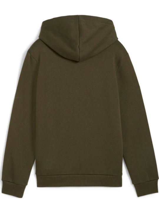 Fleece Παιδικό Φούτερ με Κουκούλα και Τσέπες Λαδί