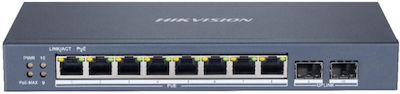 Hikvision Verwaltet L2 PoE+ Switch mit 10 Ports Gigabit (1Gbps) Ethernet