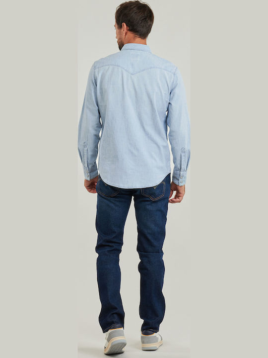 Barstow Western Standard Langärmlig Jeans Hemd Blau