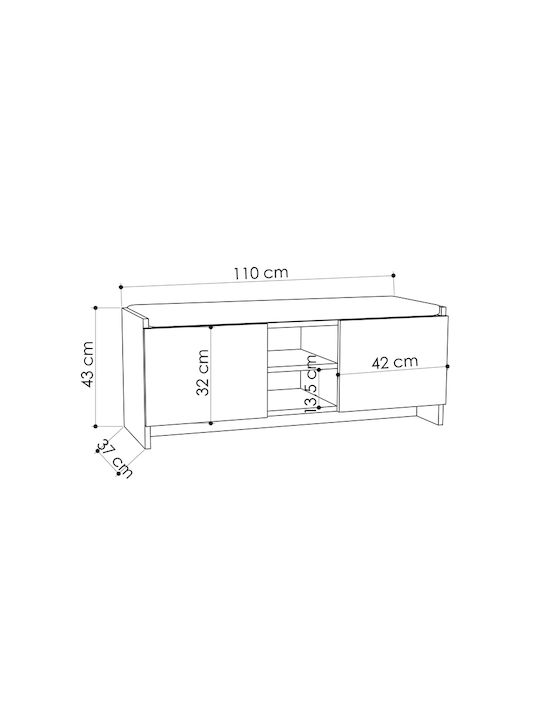 Holz Schuhschrank Zulla 110x37x43cm