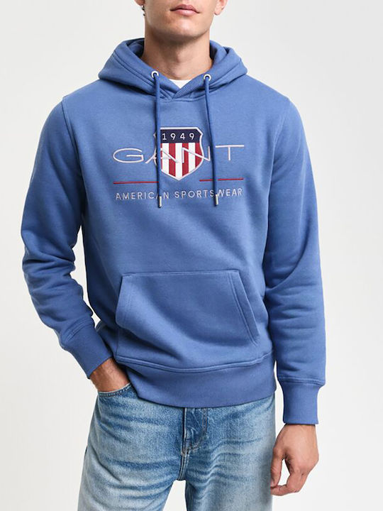 Gant Herren Sweatshirt mit Kapuze und Taschen Indigo