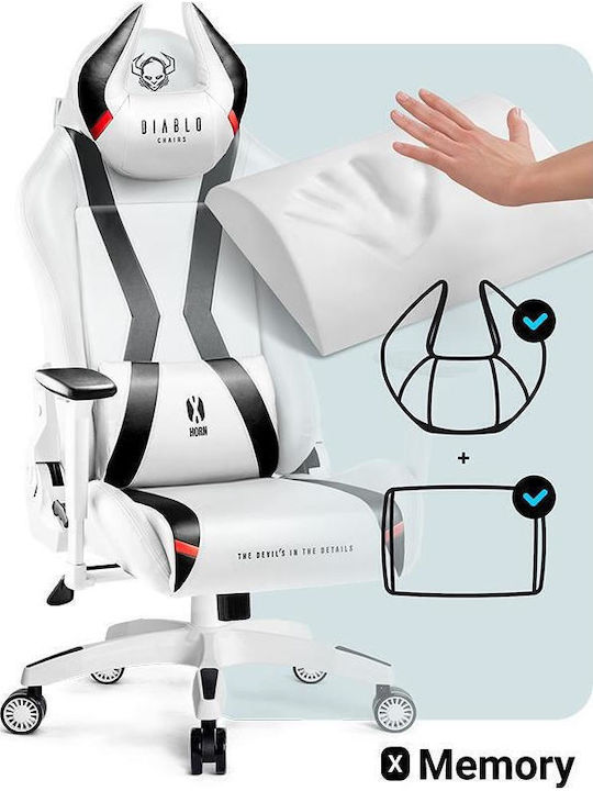 Diablo X-Horn 2.0 King Artificial Leather Gaming Chair with Adjustable Arms White