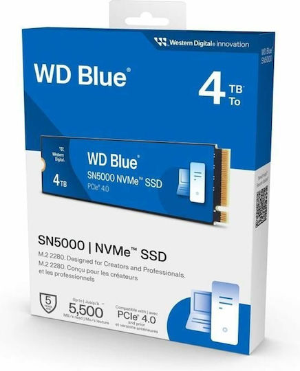 Western Digital SN5000 SSD 4TB τύπου M.2 με σύνδεση PCI Express 4.0 WDS400T4B0E