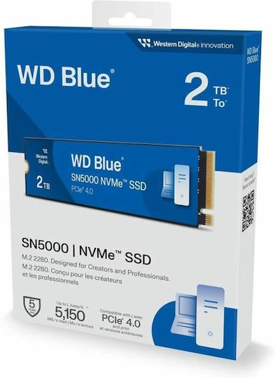 Western Digital SN5000 SSD 2TB M.2 Type with PCI Express 4.0 Connection WDS200T4B0E