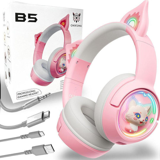 Onikuma B5 Über Ohr Gaming-Headset mit Verbindung Bluetooth Rosa