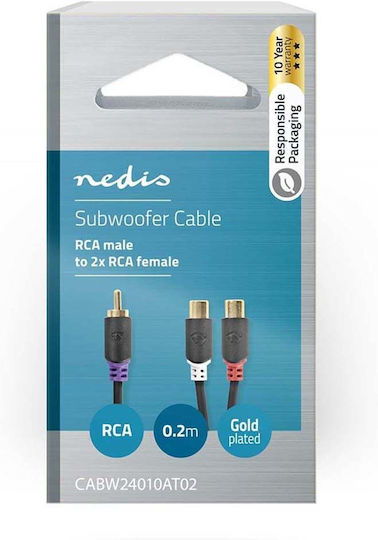 Nedis Cable RCA female - RCA male 0.2m CABW24010AT02