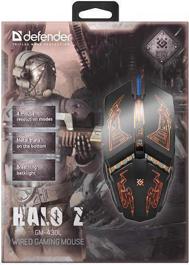 Defender 430l Halo Z GM-430L RGB Gaming Mouse 3200 DPI Black