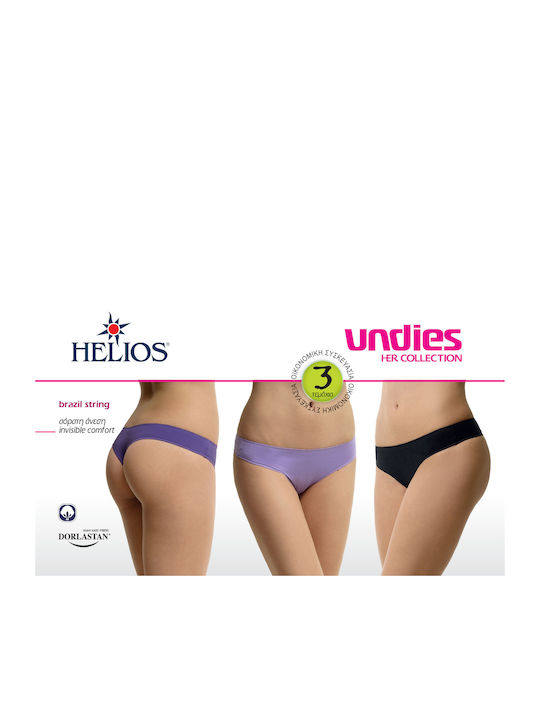 Helios Baumwolle Damen Zeichenfolge 3Pack Black