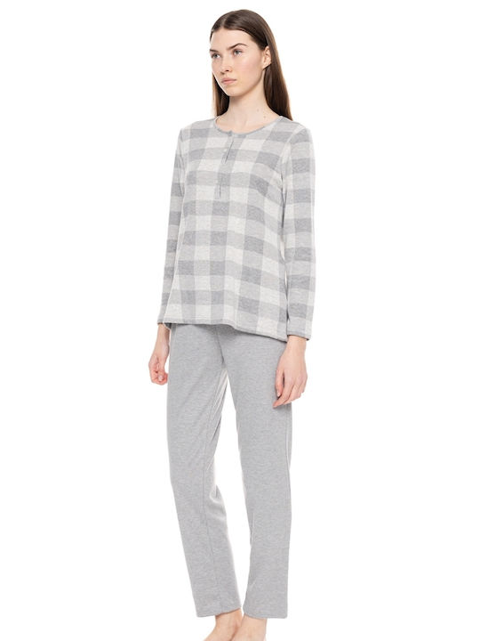 Pink Label Winter Damen Pyjama-Set Baumwolle Pink