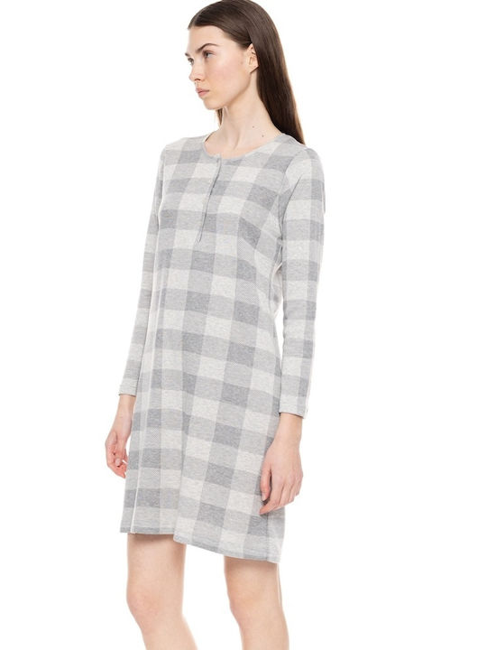 Pink Label Winter Cotton Women's Nightdress Pink