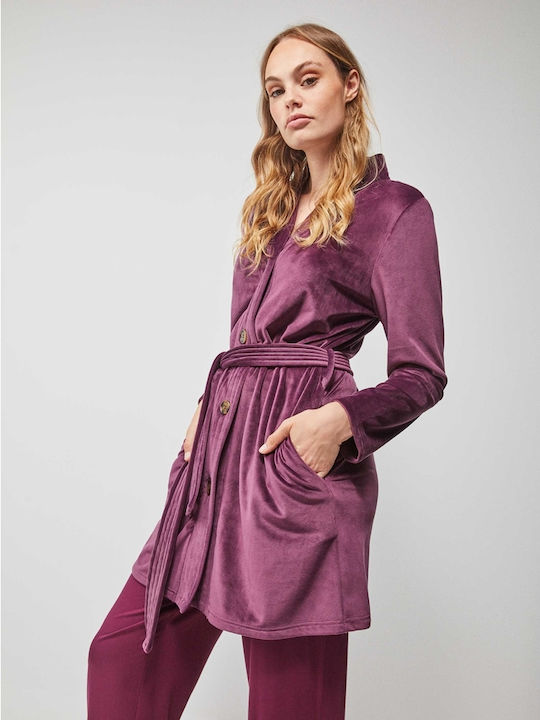 Gisela Winter Damen Vlies Robe Lila