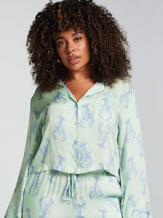 Hunkemöller Winter Damen Pyjama-Oberteil Subtle Green