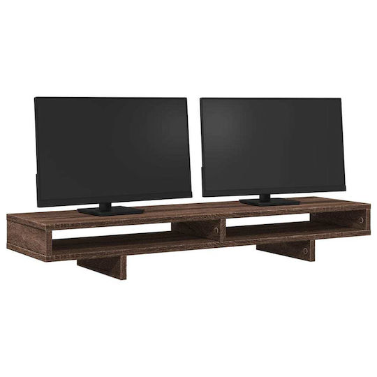 vidaXL Desktop Stand for 2 Monitors Brown Oak 100x27x15 cm Processed Wood Brown (854757)