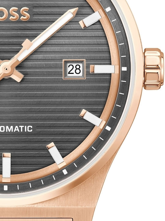 Boss Candor Men's Watch 41mm Automatic with Pink Gold Metal Bracelet