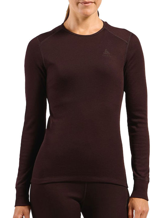 Odlo Active Warm Eco Damen Thermounterwäsche Langärmliges Hemd Burgundisch