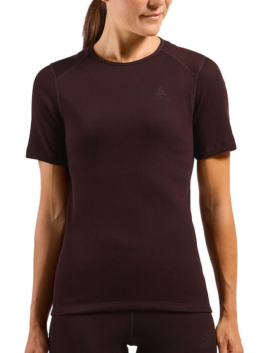 Odlo Active Warm Eco Damen Thermounterwäsche T-Shirt Burgundisch