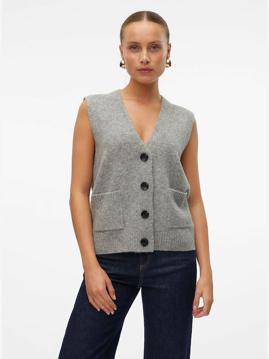 Vero Moda Дамска плетена жилетка Medium Grey Melange