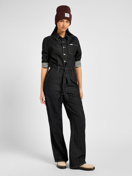 Women's Denim One-piece Suit Black