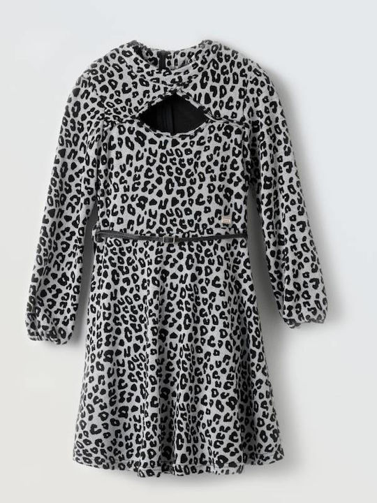 Hashtag Kids Dress Animal Print Silver