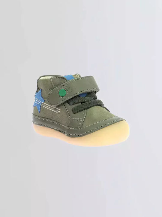 Ghete Copii din Piele cu Velcro Verzi